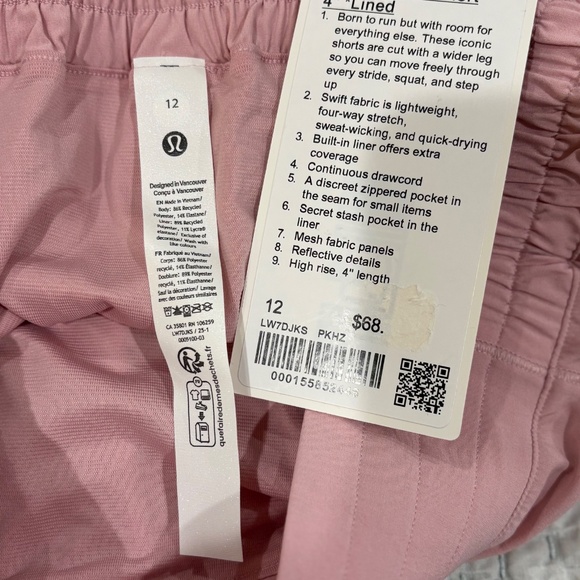 Lululemon Hotty Hot High-Rise Lined Short 4" Pink Haze - Picture 5 of 6